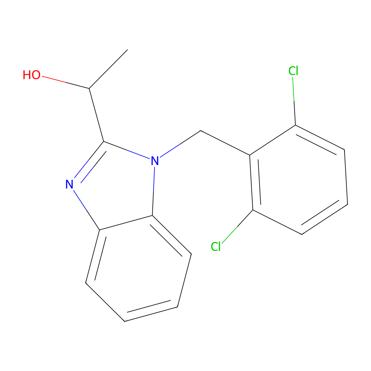 1-(1-(2,6-dichlorobenzyl)-1H-benzo[d]imidazol-2-yl)ethanol molecular structure, CAS 838899-11-9