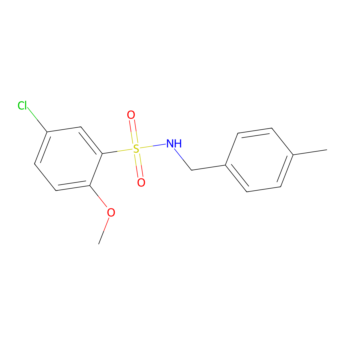 5-chloro-2-methoxy-N-(4-methylbenzyl)benzenesulfonamide molecular structure, CAS 838899-14-2