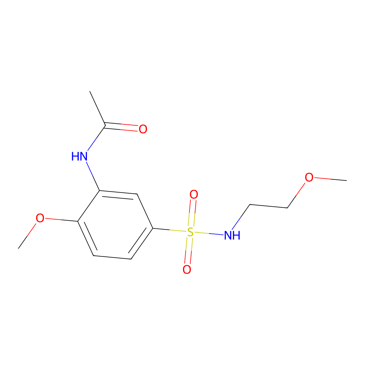 N-{2-methoxy-5-[(2-methoxyethyl)sulfamoyl]phenyl}acetamide molecular structure, CAS 838899-44-8