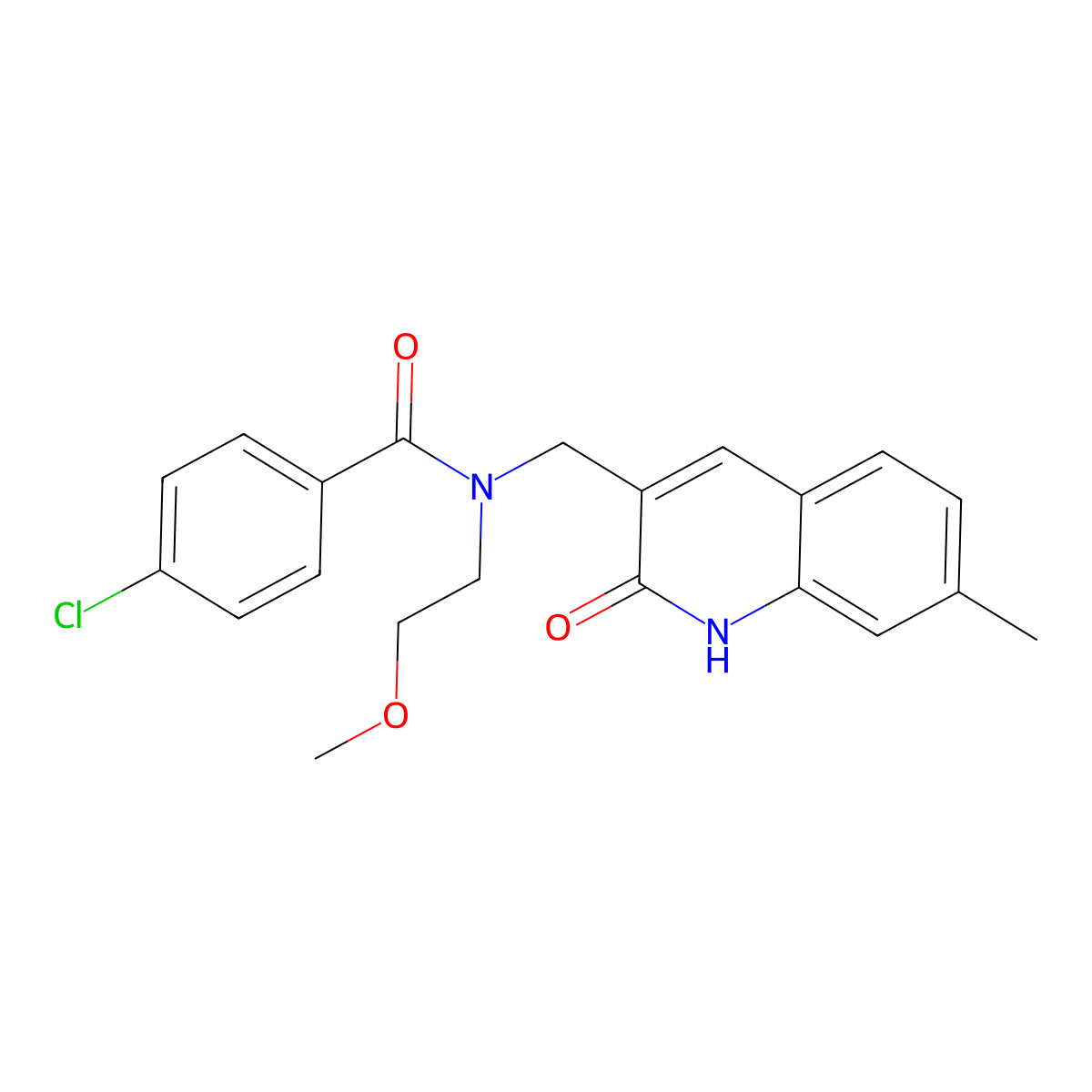4-chloro-N-(2-methoxyethyl)-N-[(7-methyl-2-oxo-1H-quinolin-3-yl)methyl]benzamide molecular structure, CAS 838899-51-7