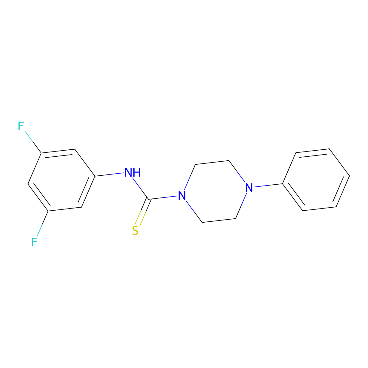 N-(3,5-difluorophenyl)-4-phenylpiperazine-1-carbothioamide molecular structure, CAS 838899-53-9