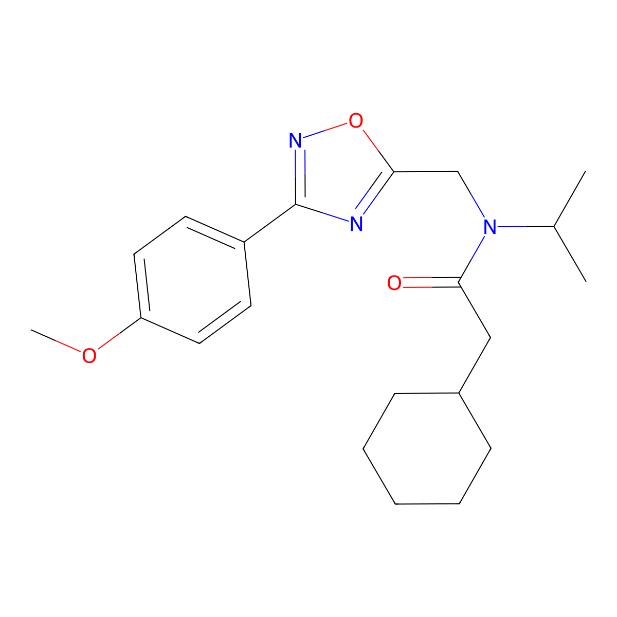 2-cyclohexyl-N-[[3-(4-methoxyphenyl)-1,2,4-oxadiazol-5-yl]methyl]-N-propan-2-ylacetamide molecular structure, CAS 838899-54-0
