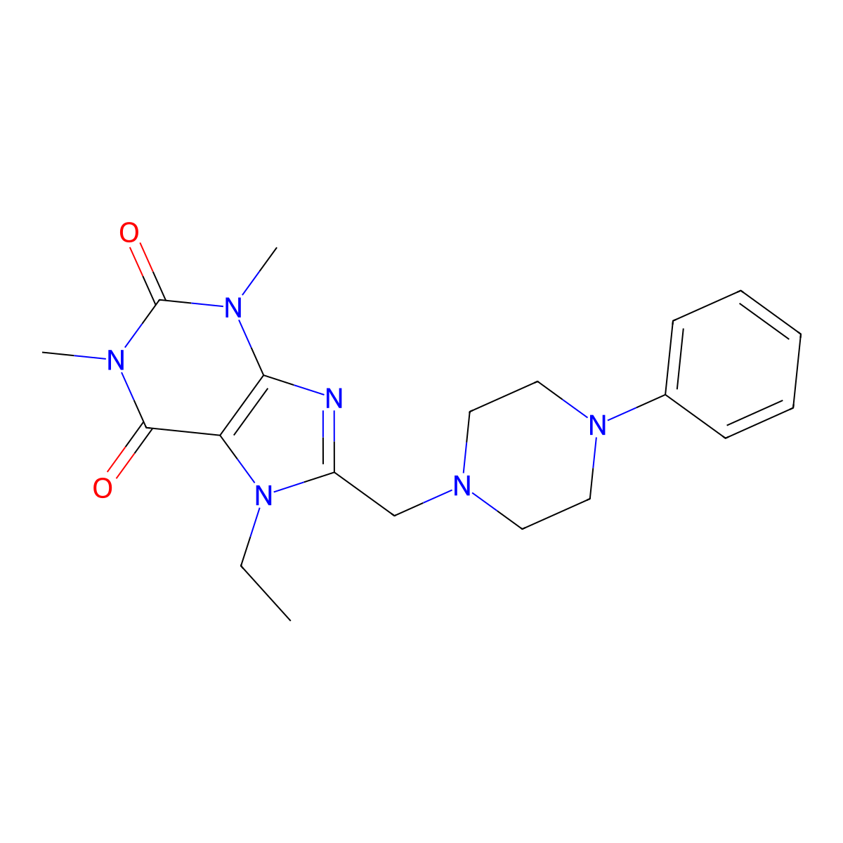 7-Ethyl-1,3-dimethyl-8-[(4-phenylpiperazin-1-yl)methyl]purine-2,6-dione molecular structure, CAS 838899-55-1