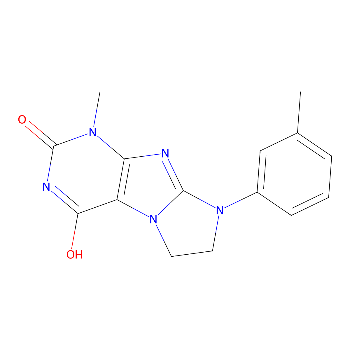 1-Methyl-8-(3-methylphenyl)-1,3,5-trihydroimidazolidino[1,2-h]purine-2,4-dione molecular structure, CAS 838899-75-5