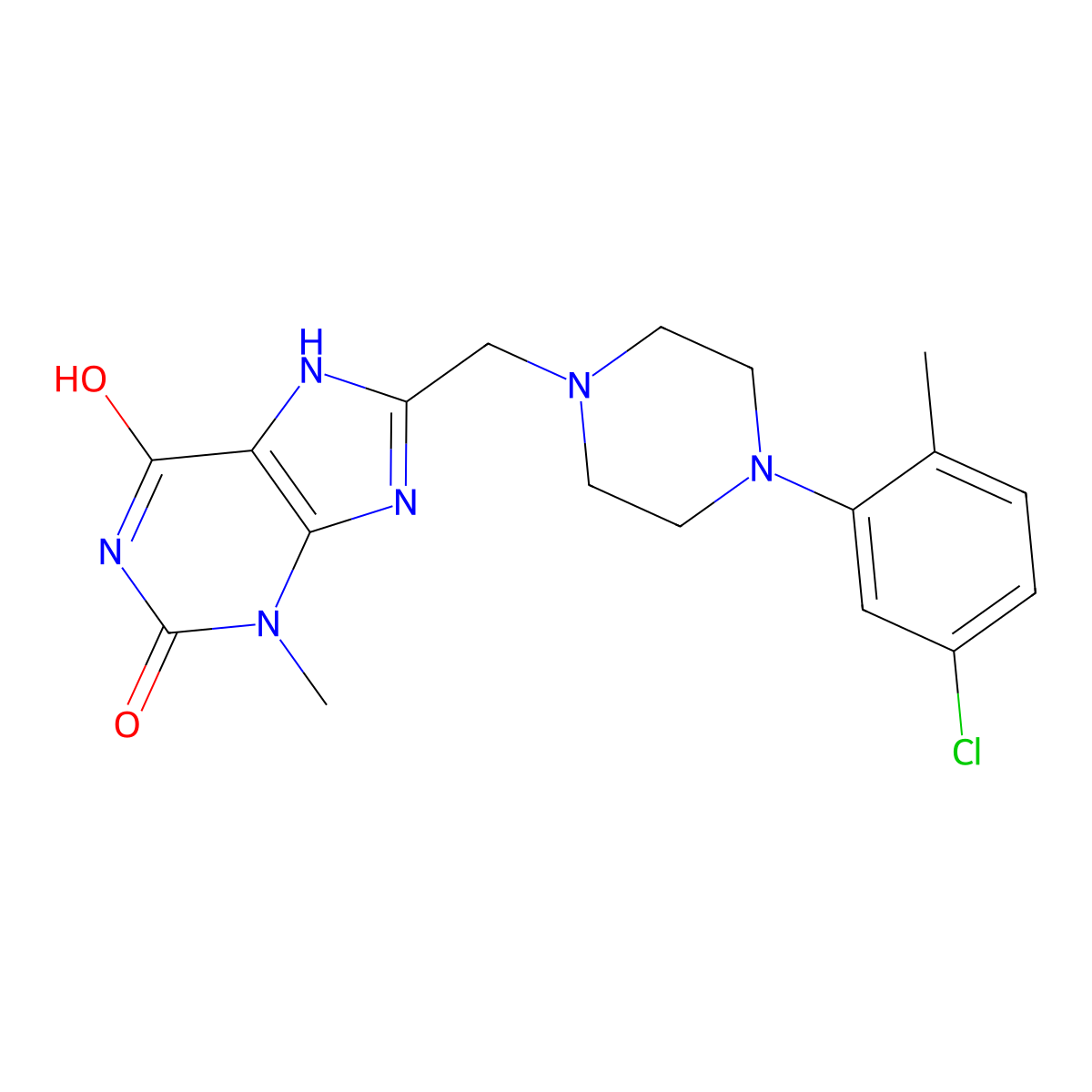 8-((4-(5-chloro-2-methylphenyl)piperazin-1-yl)methyl)-3-methyl-1H-purine-2,6(3H,7H)-dione molecular structure, CAS 838899-81-3