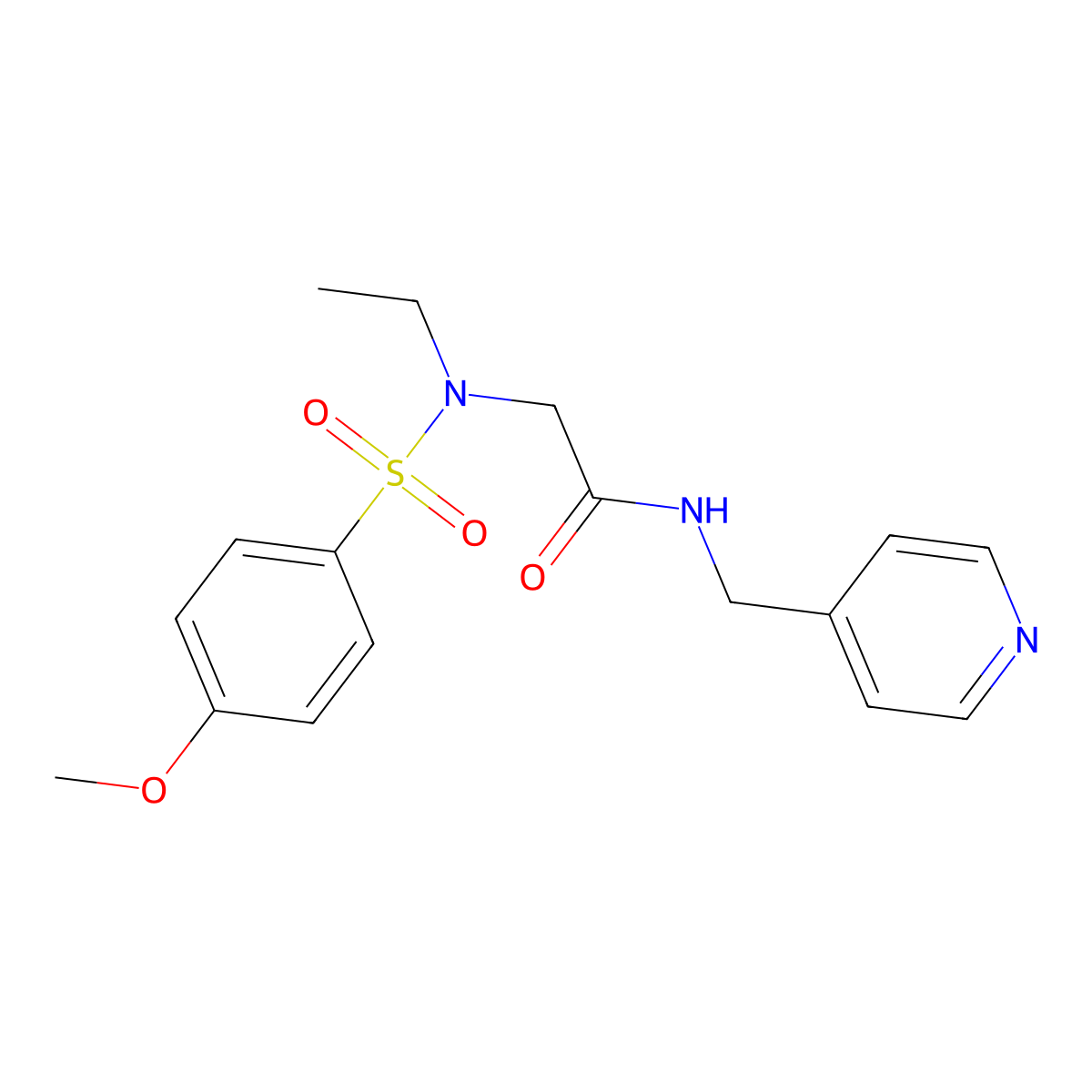 2-[ethyl-(4-methoxyphenyl)sulfonylamino]-N-(pyridin-4-ylmethyl)acetamide molecular structure, CAS 838899-82-4