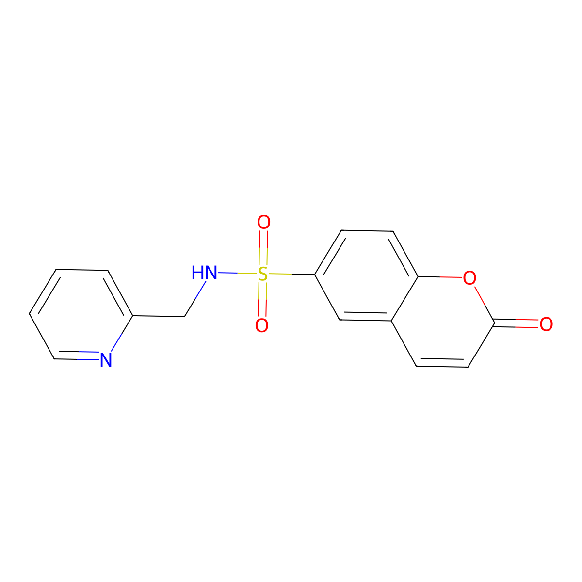 6-{[(2-Pyridylmethyl)amino]sulfonyl}chromen-2-one molecular structure, CAS 838900-01-9