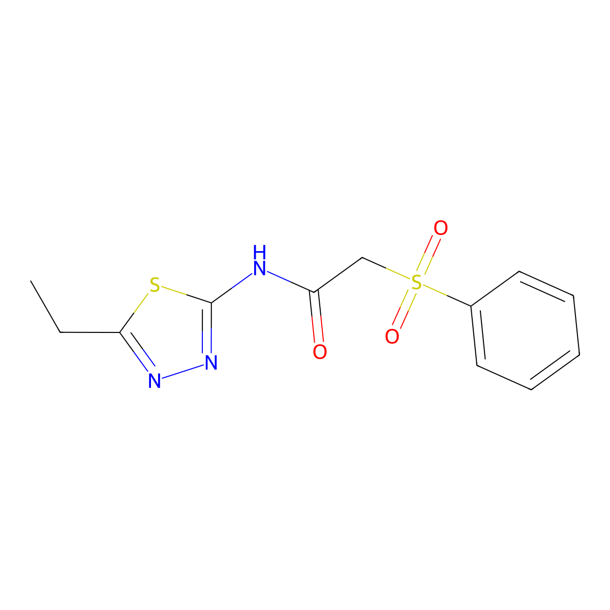 2-(benzenesulfonyl)-N-(5-ethyl-1,3,4-thiadiazol-2-yl)acetamide molecular structure, CAS 838900-10-0