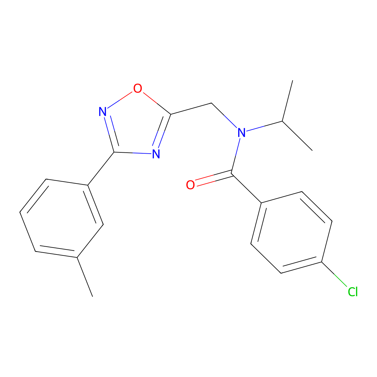 4-chloro-N-[[3-(3-methylphenyl)-1,2,4-oxadiazol-5-yl]methyl]-N-propan-2-ylbenzamide molecular structure, CAS 838900-14-4