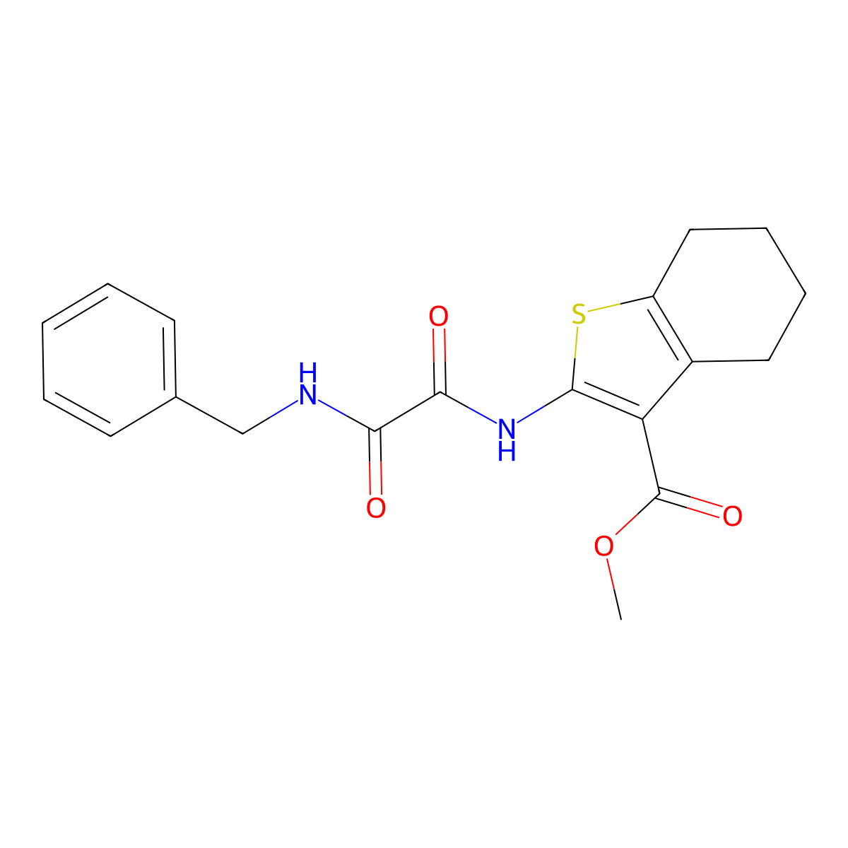 Methyl 2-[[2-(benzylamino)-2-oxoacetyl]amino]-4,5,6,7-tetrahydro-1-benzothiophene-3-carboxylate molecular structure, CAS 838900-37-1