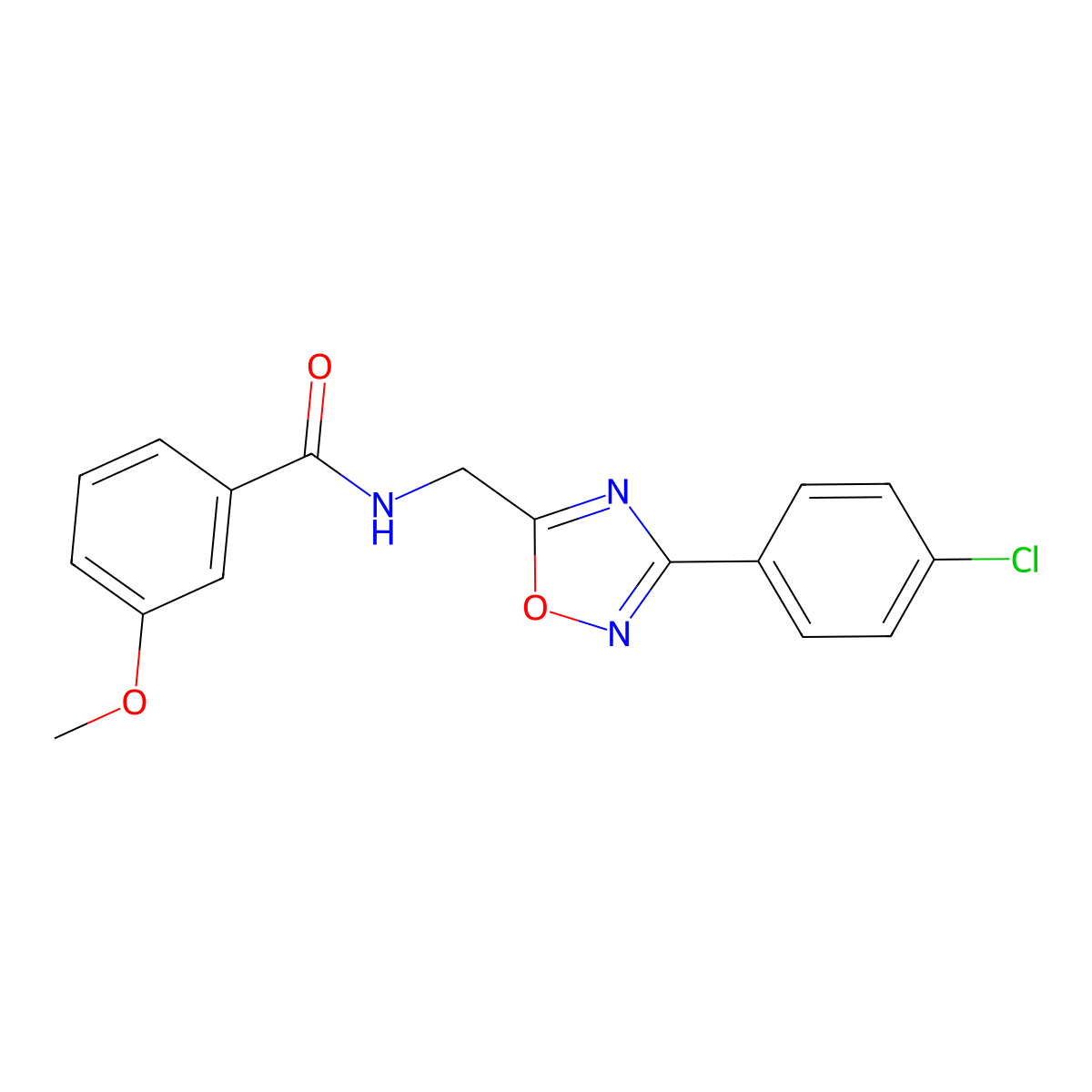 N-[[3-(4-chlorophenyl)-1,2,4-oxadiazol-5-yl]methyl]-3-methoxybenzamide molecular structure, CAS 838900-41-7