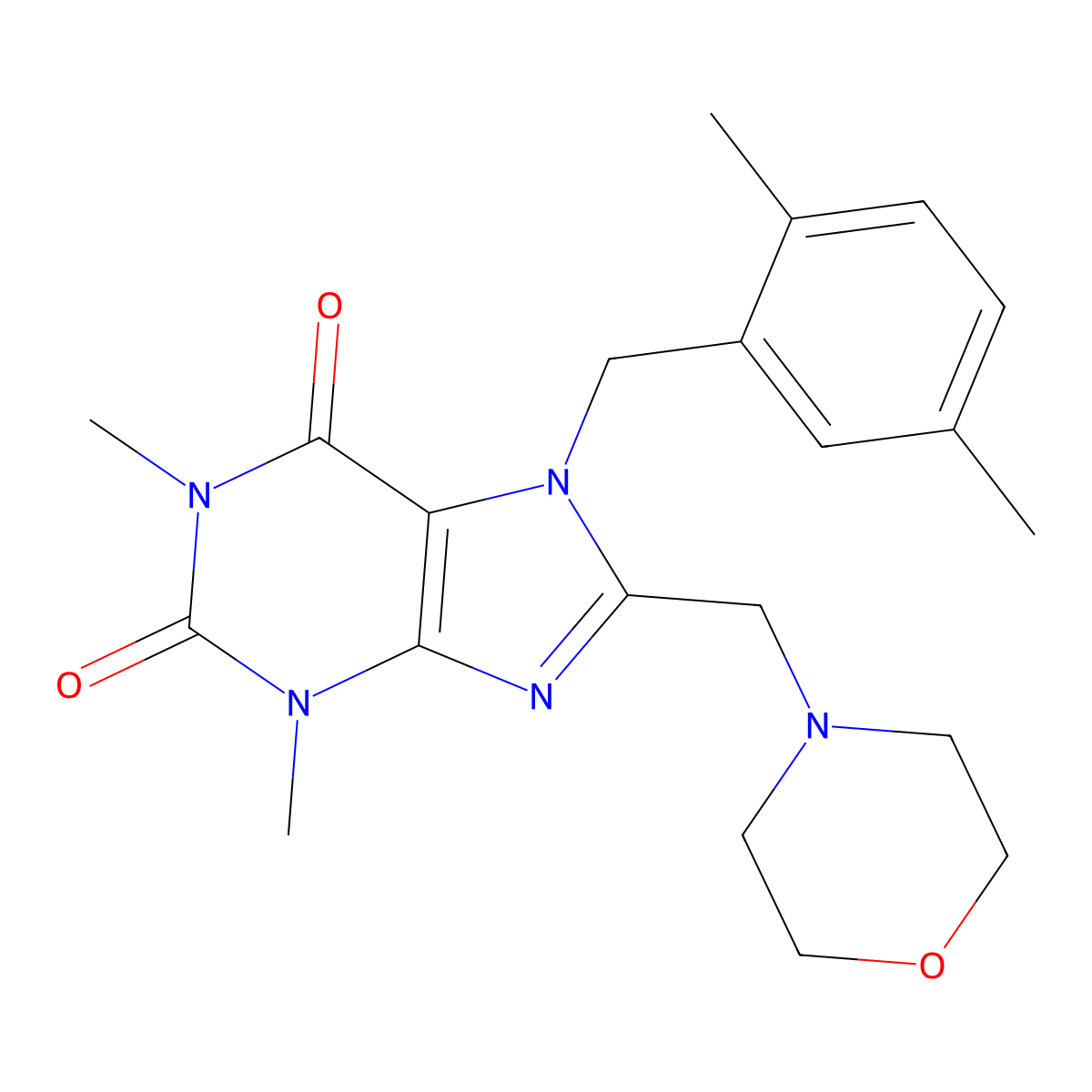 7-[(2,5-Dimethylphenyl)methyl]-1,3-dimethyl-8-(morpholin-4-ylmethyl)purine-2,6-dione molecular structure, CAS 838900-46-2