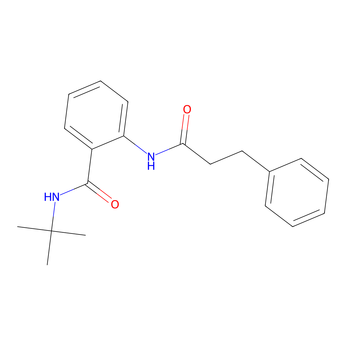 N-tert-butyl-2-(3-phenylpropanoylamino)benzamide molecular structure, CAS 838900-54-2