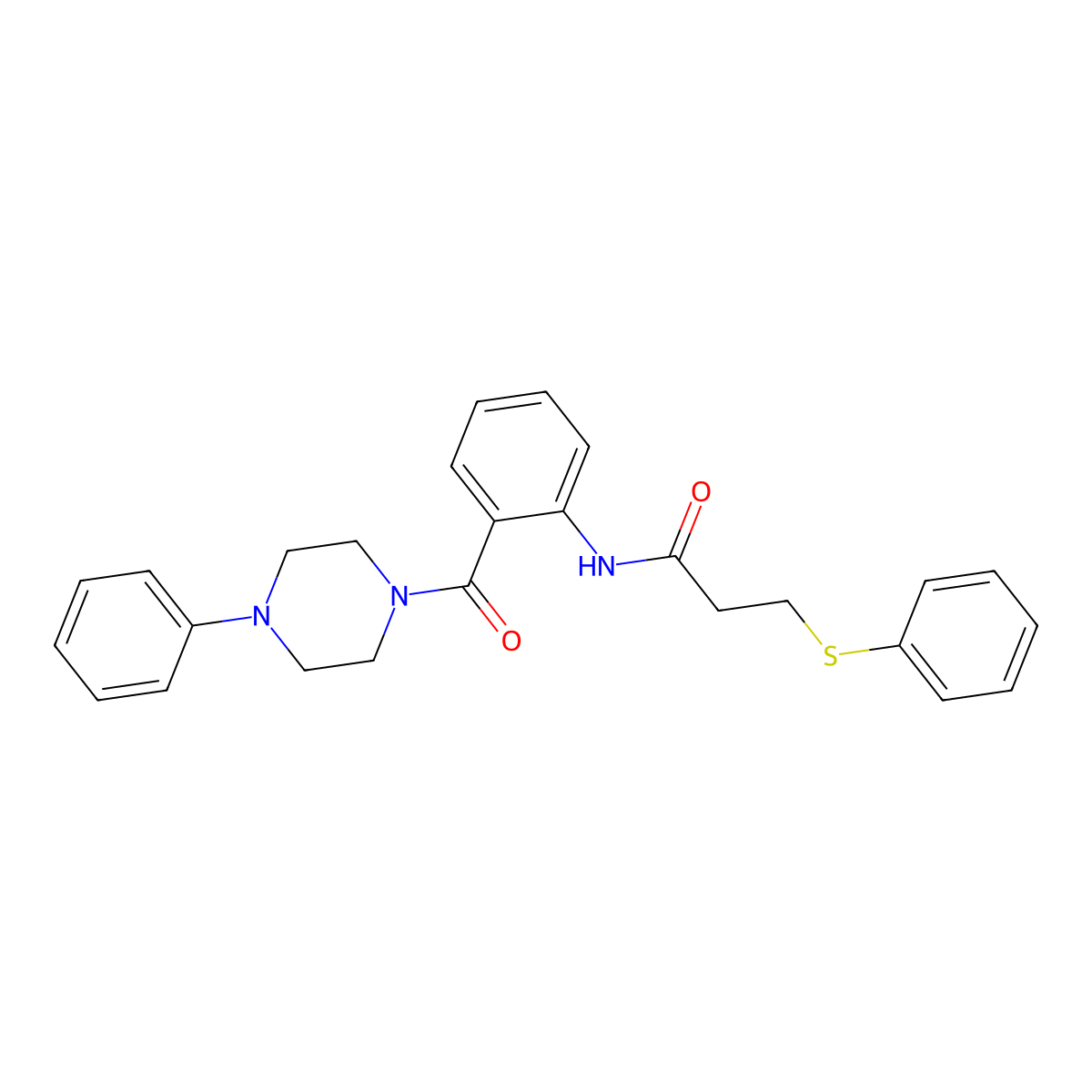 N-[2-(4-phenylpiperazine-1-carbonyl)phenyl]-3-phenylsulfanylpropanamide molecular structure, CAS 838900-73-5