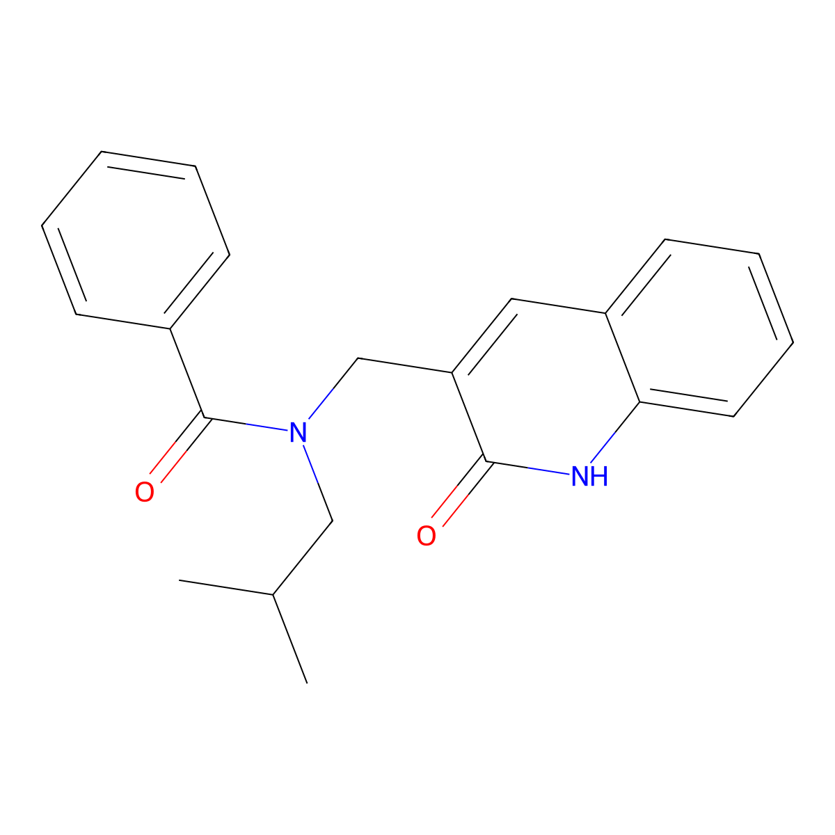 N-(2-methylpropyl)-N-[(2-oxo-1H-quinolin-3-yl)methyl]benzamide molecular structure, CAS 838900-79-1