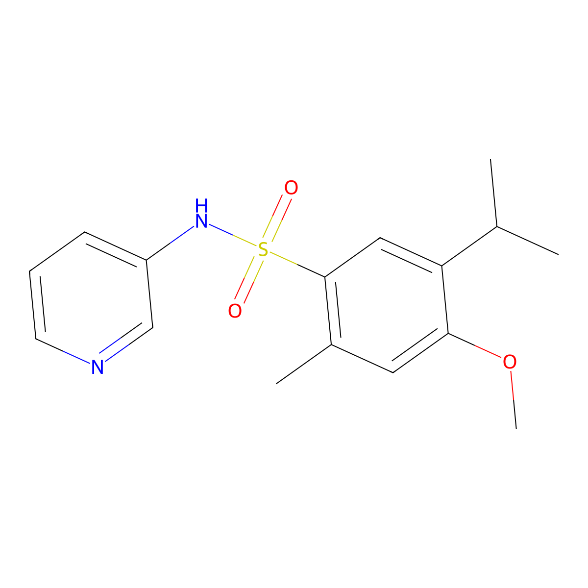 4-methoxy-2-methyl-5-propan-2-yl-N-pyridin-3-ylbenzenesulfonamide molecular structure, CAS 838900-89-3