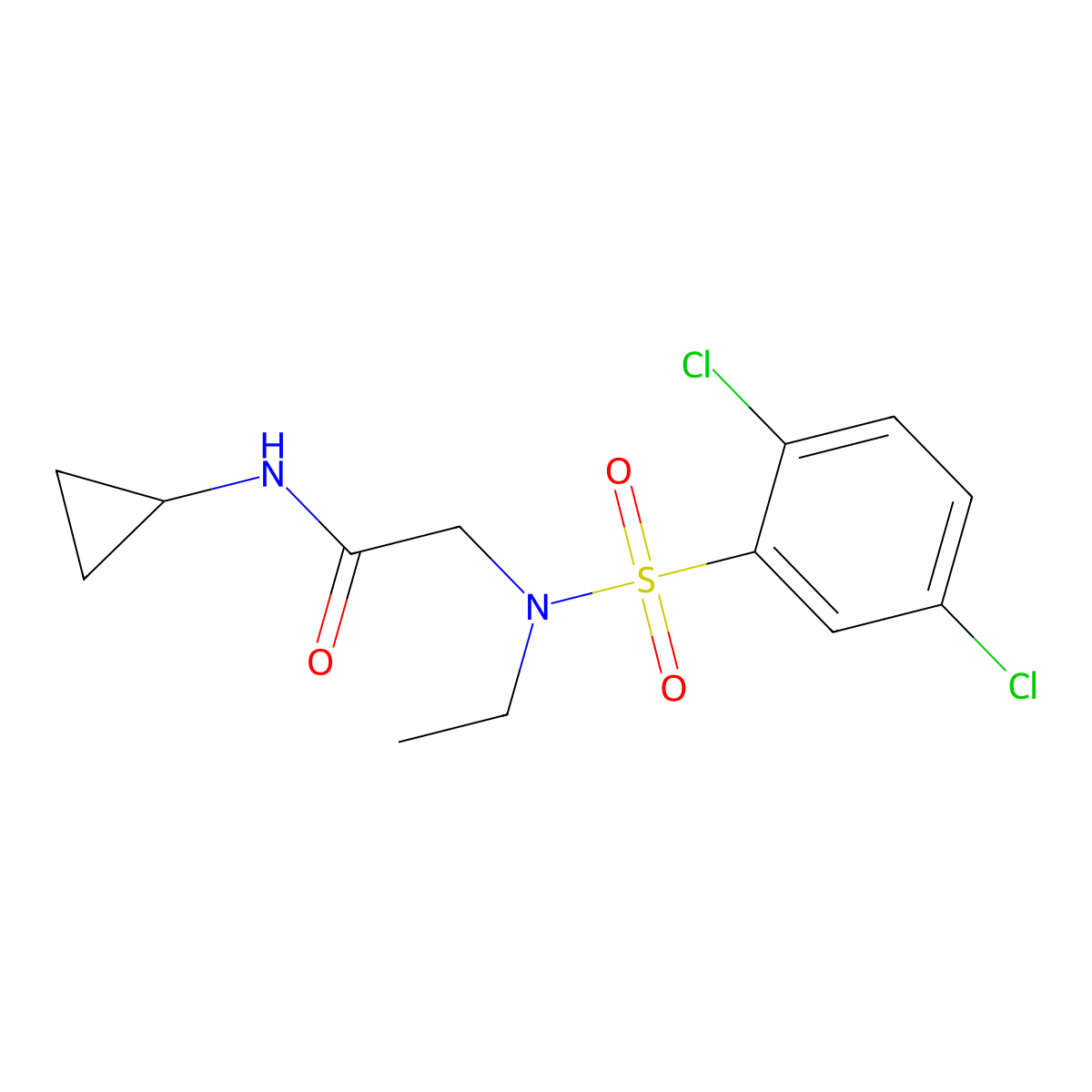 N-cyclopropyl-2-[(2,5-dichlorophenyl)sulfonyl-ethylamino]acetamide molecular structure, CAS 838900-92-8