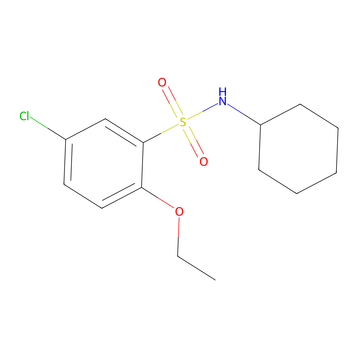 5-chloro-N-cyclohexyl-2-ethoxybenzenesulfonamide molecular structure, CAS 838901-44-3