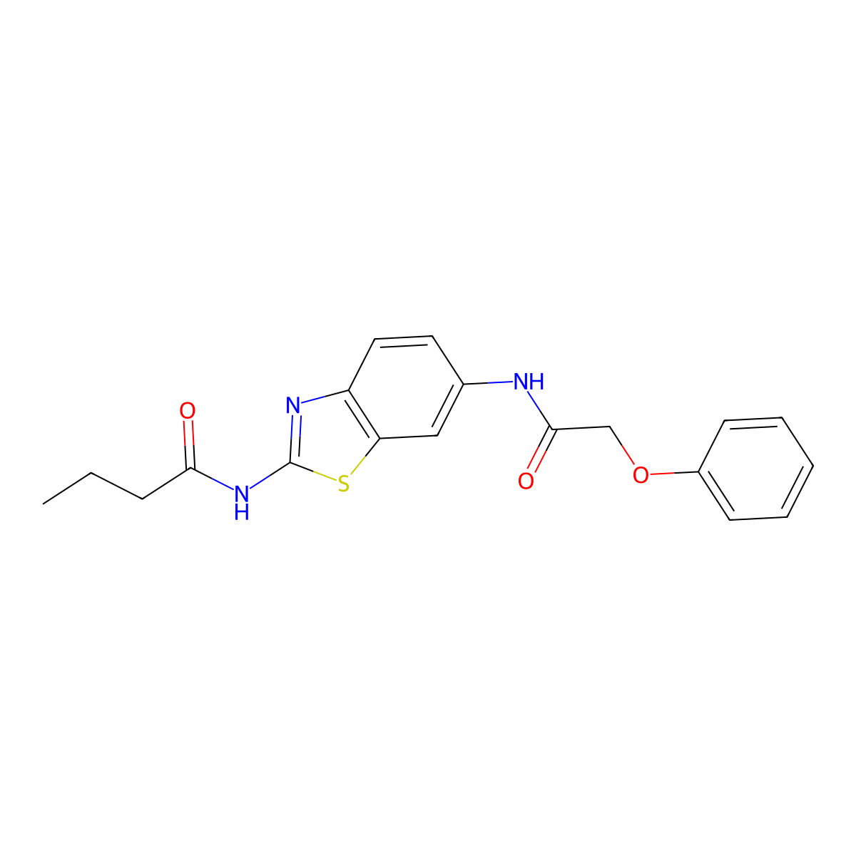 N-{6-[(2-phenoxyacetyl)amino]-1,3-benzothiazol-2-yl}butanamide molecular structure, CAS 838901-65-8