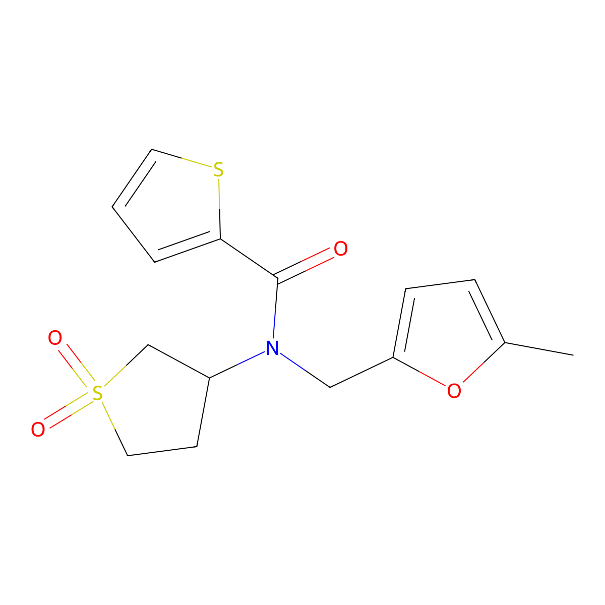 N-(1,1-dioxothiolan-3-yl)-N-[(5-methylfuran-2-yl)methyl]thiophene-2-carboxamide molecular structure, CAS 838901-84-1