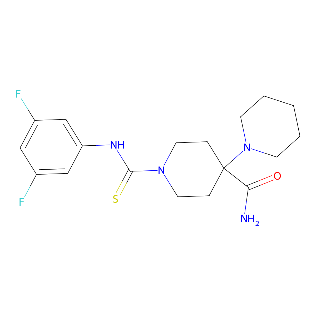 1-[(3,5-Difluorophenyl)carbamothioyl]-4-piperidin-1-ylpiperidine-4-carboxamide molecular structure, CAS 838901-90-9