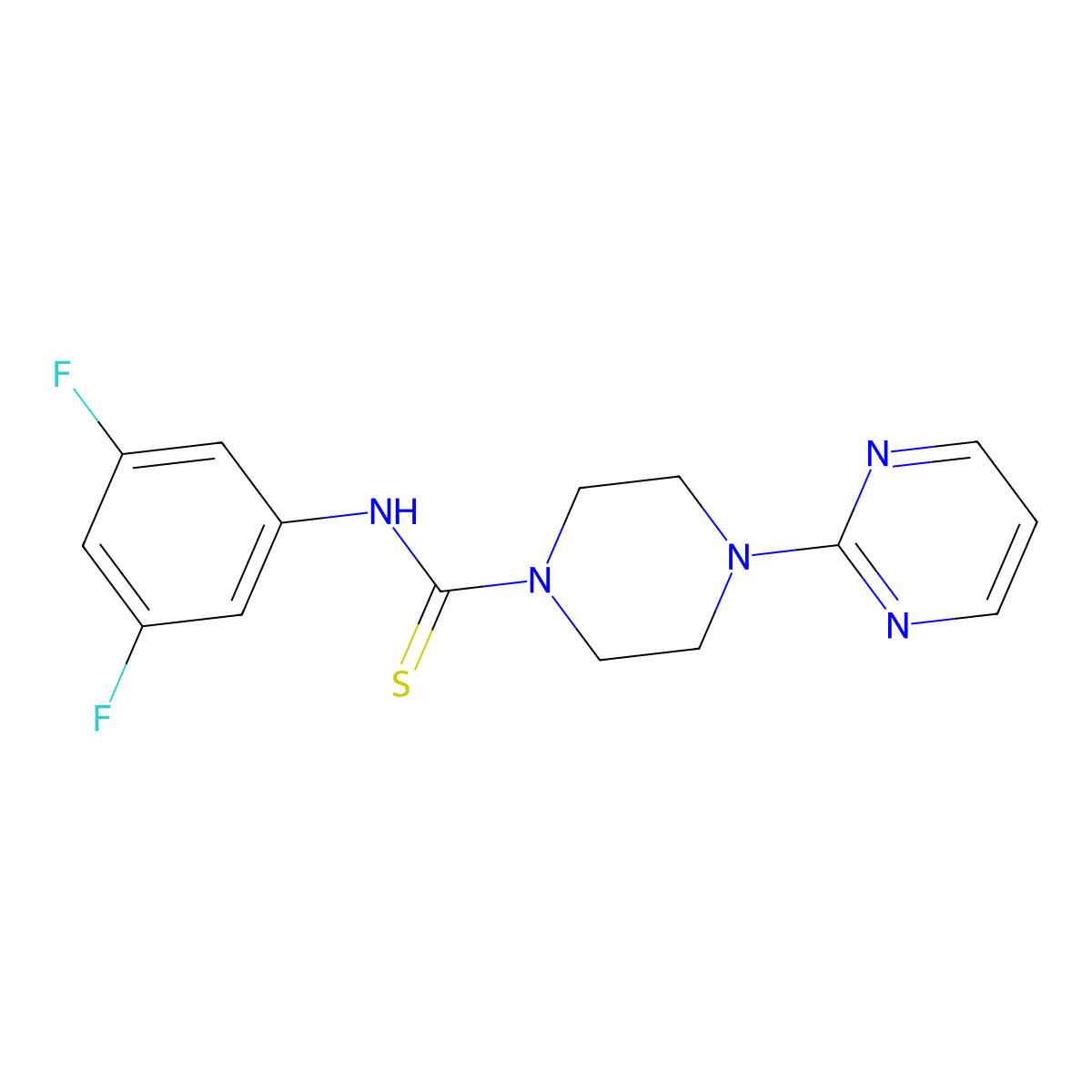 N-(3,5-difluorophenyl)-4-pyrimidin-2-ylpiperazine-1-carbothioamide molecular structure, CAS 838901-98-7