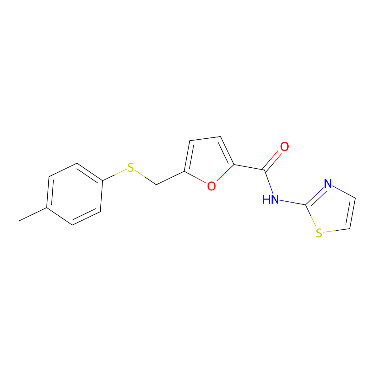 5-{[(4-methylphenyl)sulfanyl]methyl}-N-(1,3-thiazol-2-yl)furan-2-carboxamide molecular structure, CAS 838902-06-0