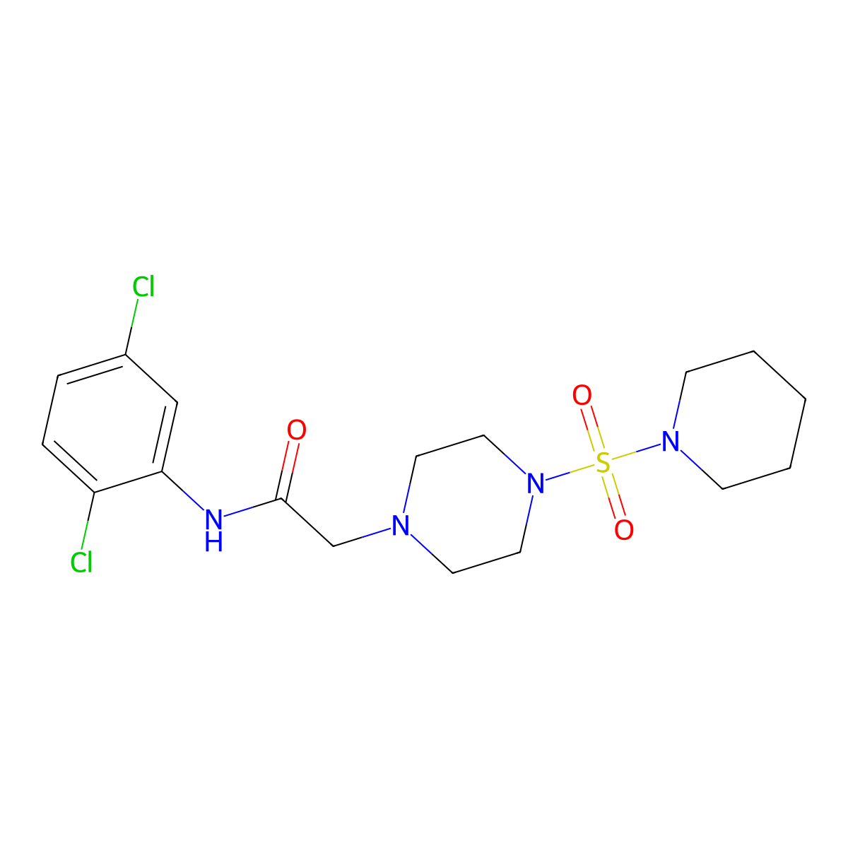 N-(2,5-Dichloro-phenyl)-2-[4-(piperidine-1-sulfonyl)-piperazin-1-yl]-acetamide molecular structure, CAS 838903-43-8