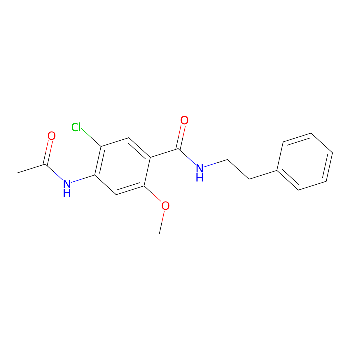 4-(acetylamino)-5-chloro-2-methoxy-N-(2-phenylethyl)benzamide molecular structure, CAS 838903-47-2