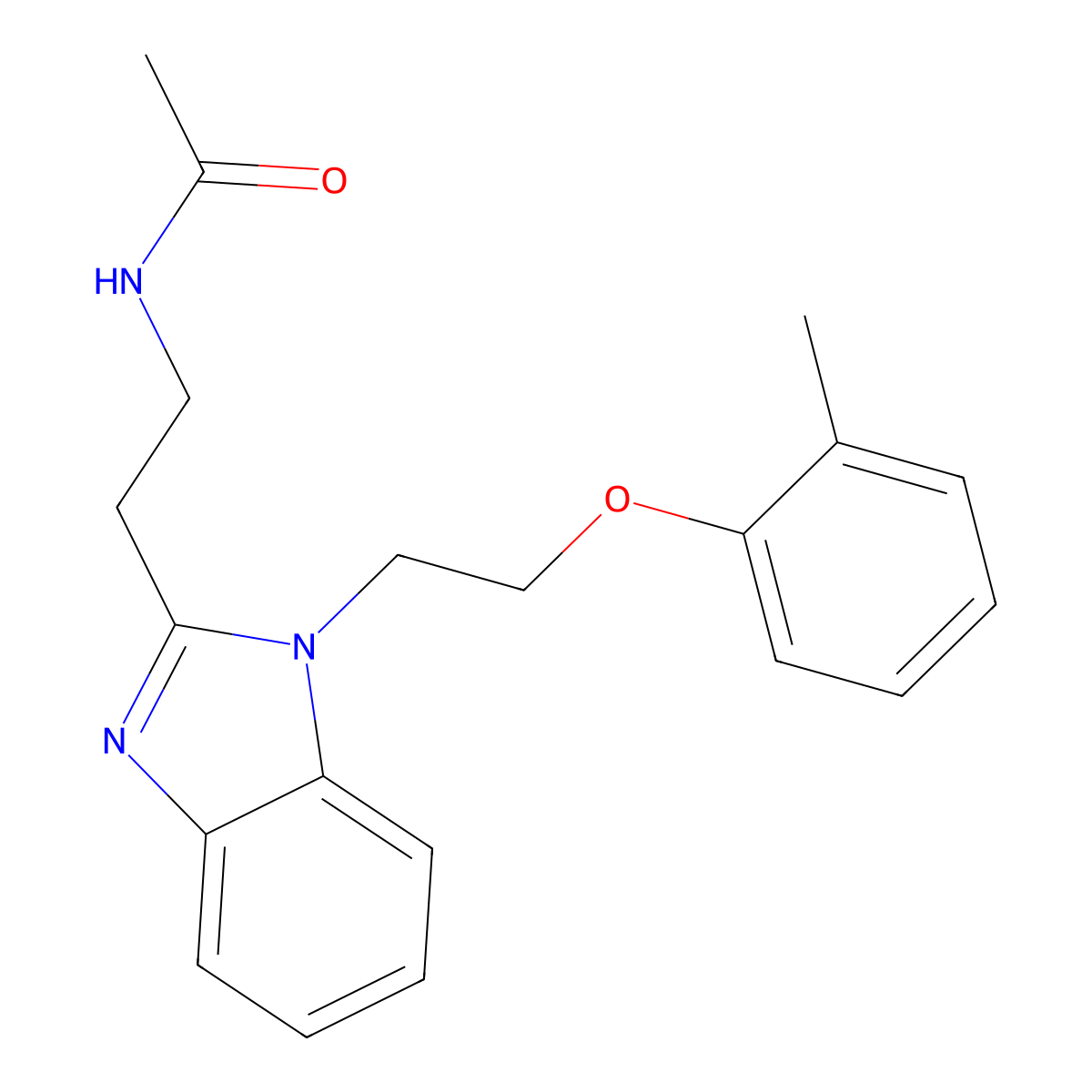 N-(2-{1-[2-(2-methylphenoxy)ethyl]-1H-1,3-benzodiazol-2-yl}ethyl)acetamide molecular structure, CAS 838903-49-4