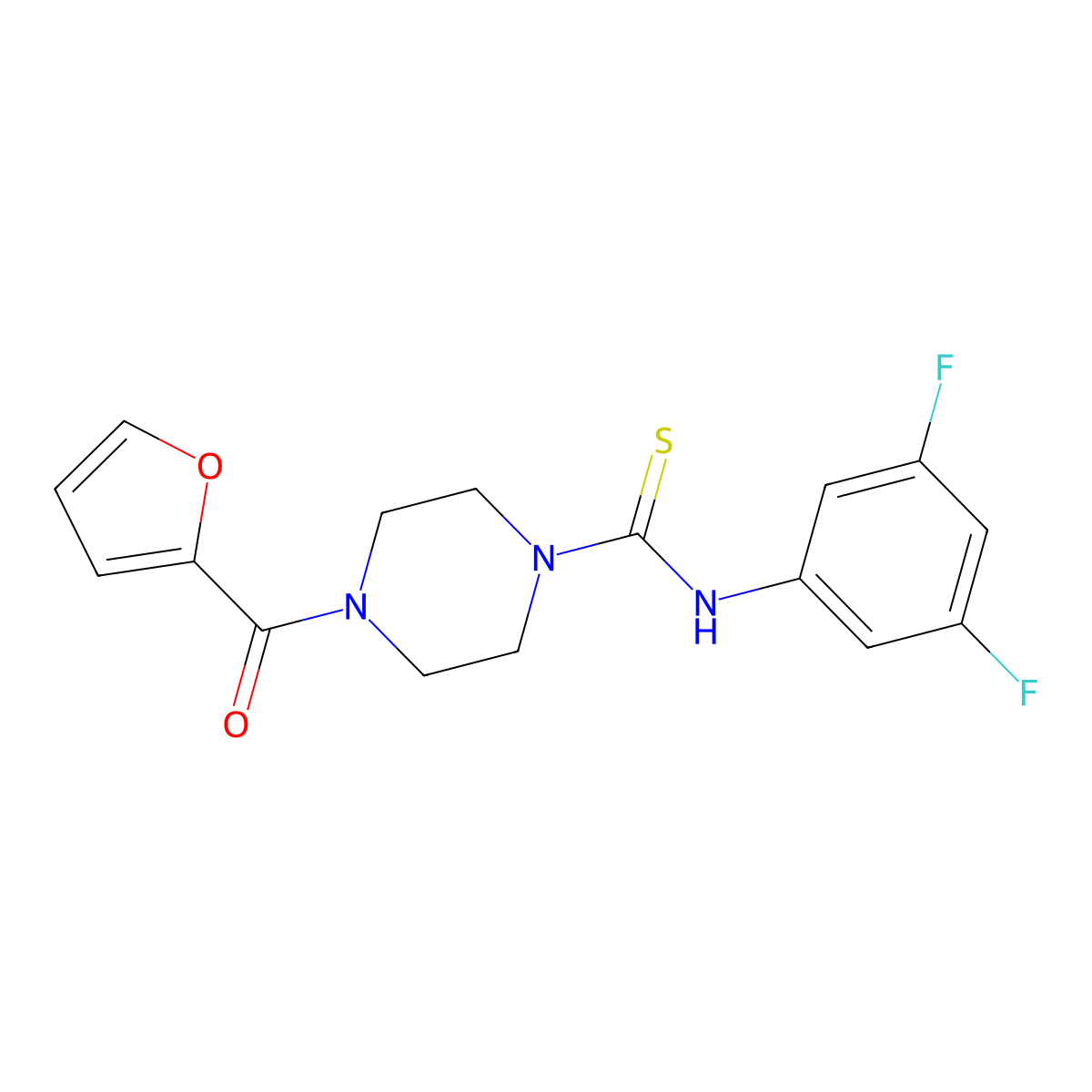 N-(3,5-difluorophenyl)-4-(furan-2-carbonyl)piperazine-1-carbothioamide molecular structure, CAS 838903-50-7