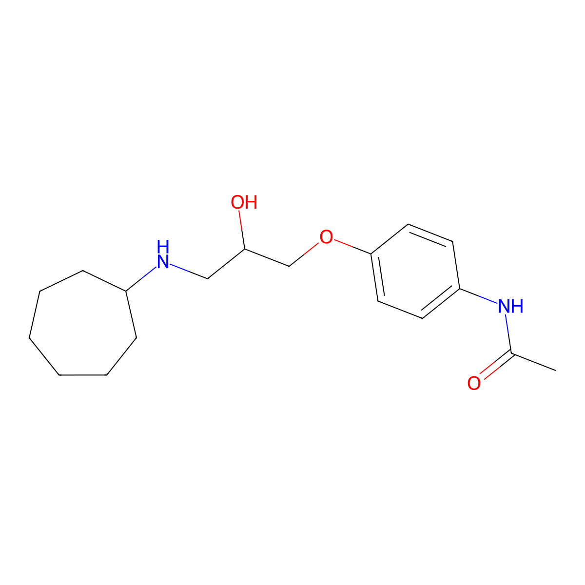 N-(4-(3-(cycloheptylamino)-2-hydroxypropoxy)phenyl)acetamide molecular structure, CAS 838903-66-5