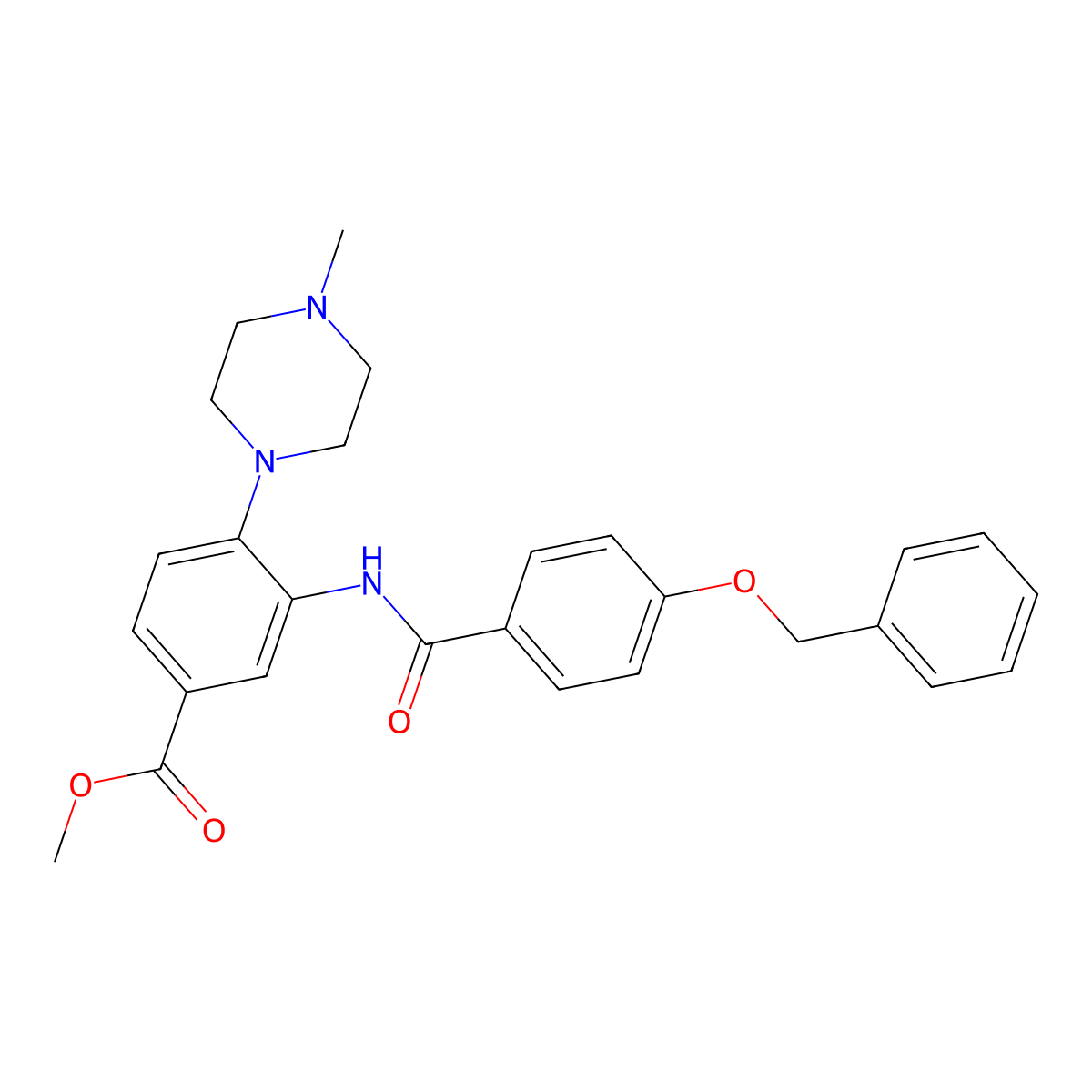Methyl 4-(4-methylpiperazin-1-yl)-3-[(4-phenylmethoxybenzoyl)amino]benzoate molecular structure, CAS 838903-80-3