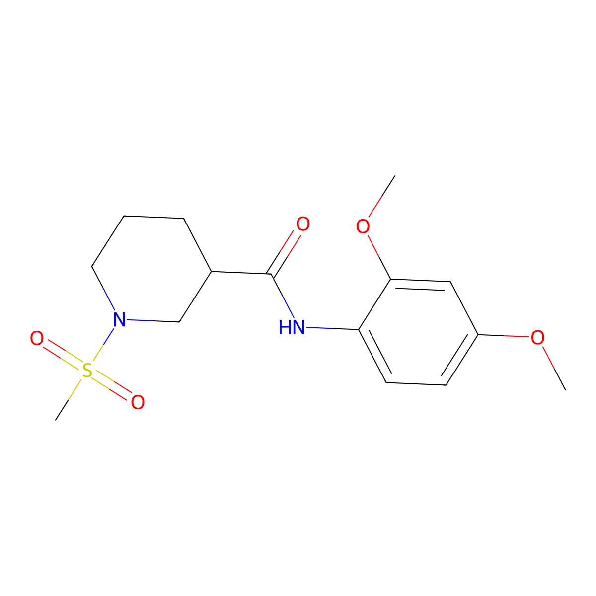 N-(2,4-dimethoxyphenyl)-1-methylsulfonylpiperidine-3-carboxamide molecular structure, CAS 838903-82-5