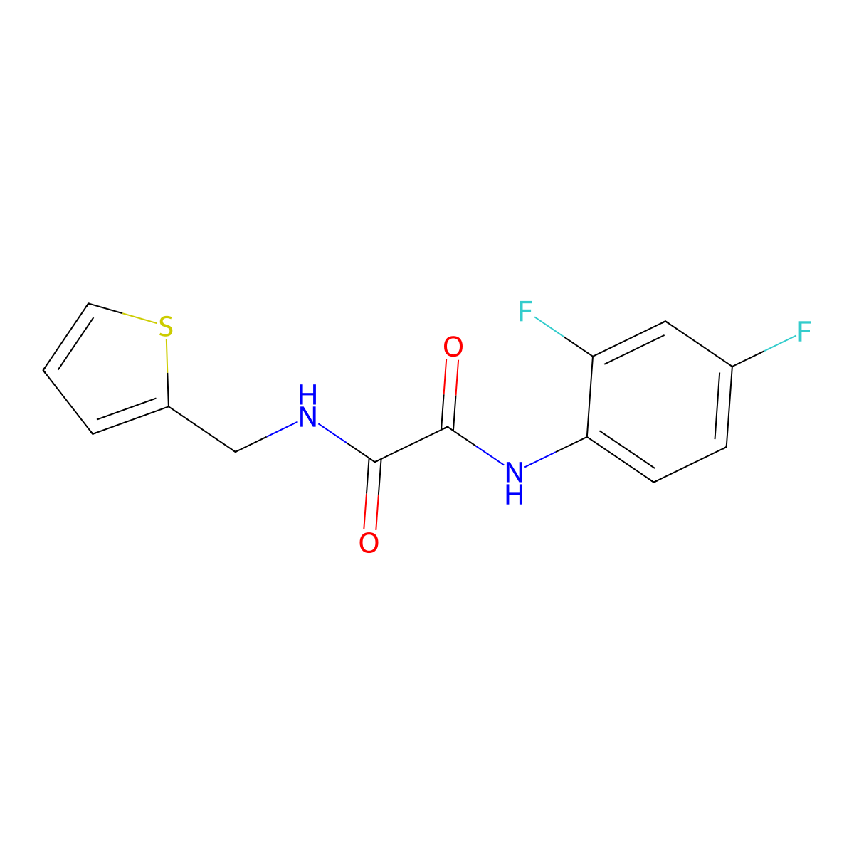 N'-(2,4-difluorophenyl)-N-(thiophen-2-ylmethyl)oxamide molecular structure, CAS 838903-83-6