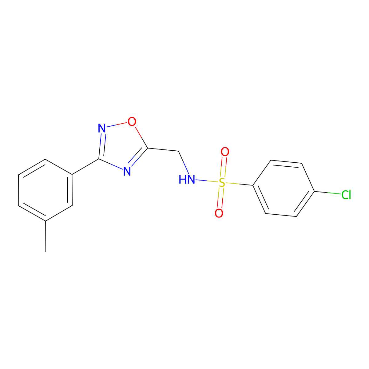 4-chloro-N-[[3-(3-methylphenyl)-1,2,4-oxadiazol-5-yl]methyl]benzenesulfonamide molecular structure, CAS 838903-87-0