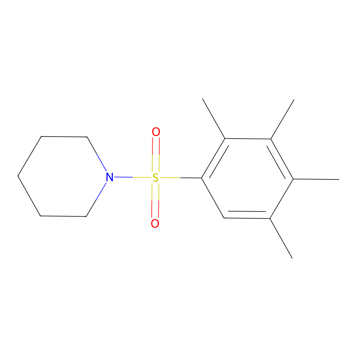 1-(2,3,4,5-Tetramethylphenyl)sulfonylpiperidine molecular structure, CAS 838903-91-6