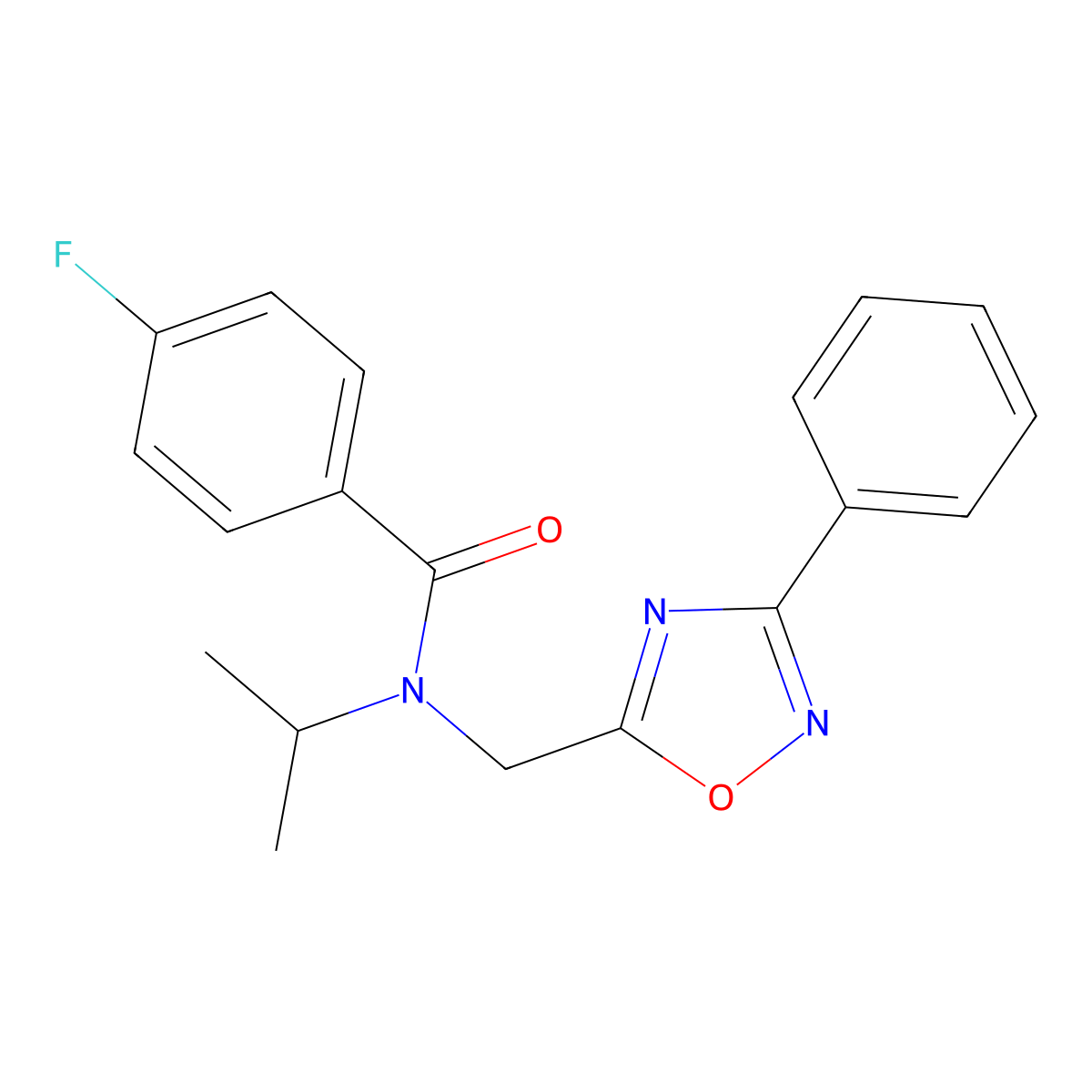 4-fluoro-N-[(3-phenyl-1,2,4-oxadiazol-5-yl)methyl]-N-propan-2-ylbenzamide molecular structure, CAS 838904-01-1