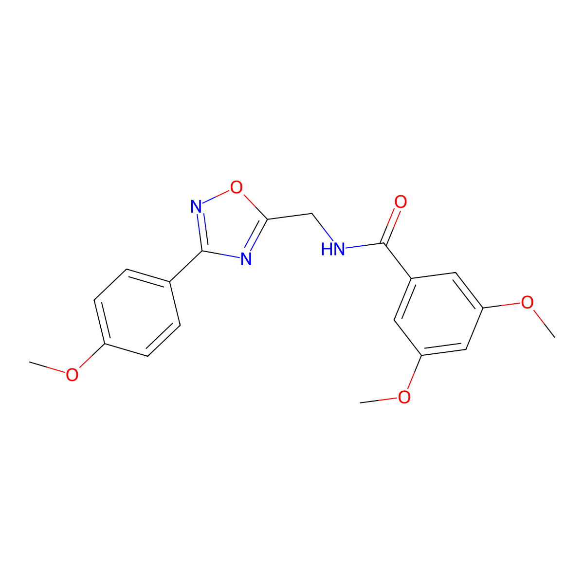 3,5-dimethoxy-N-[[3-(4-methoxyphenyl)-1,2,4-oxadiazol-5-yl]methyl]benzamide molecular structure, CAS 838904-15-7