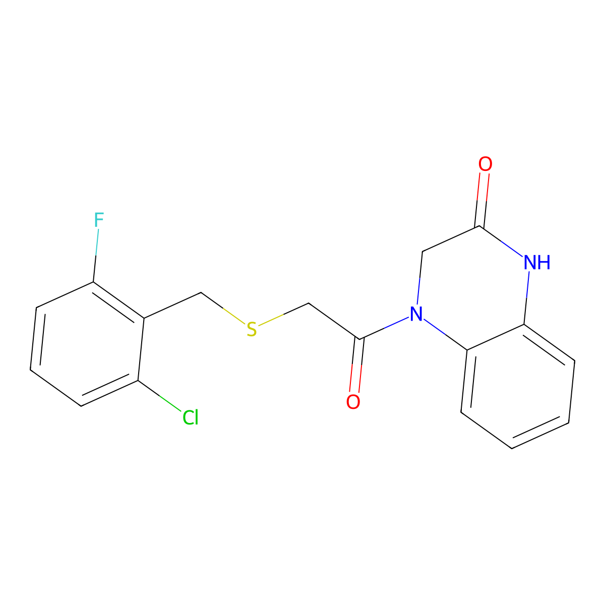 4-[2-[(2-Chloro-6-fluorophenyl)methylsulfanyl]acetyl]-1,3-dihydroquinoxalin-2-one molecular structure, CAS 838904-22-6