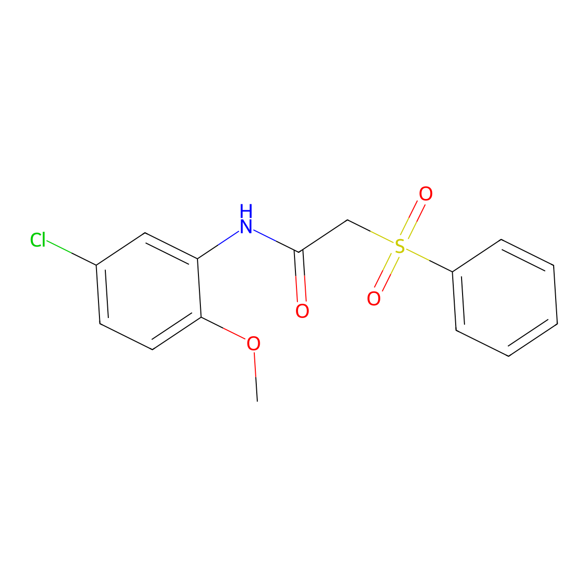 2-(benzenesulfonyl)-N-(5-chloro-2-methoxyphenyl)acetamide molecular structure, CAS 838904-37-3