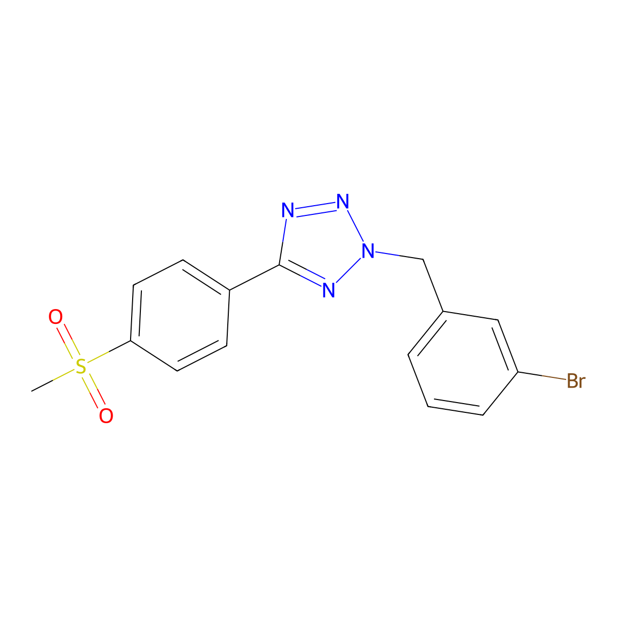 2-[(3-Bromophenyl)methyl]-5-(4-methylsulfonylphenyl)tetrazole molecular structure, CAS 838904-41-9