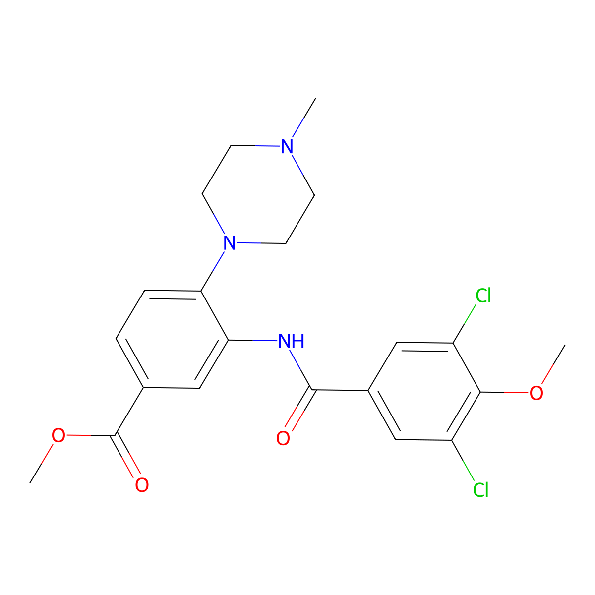 Methyl 3-{[(3,5-dichloro-4-methoxyphenyl)carbonyl]amino}-4-(4-methylpiperazin-1-yl)benzoate molecular structure, CAS 838904-43-1