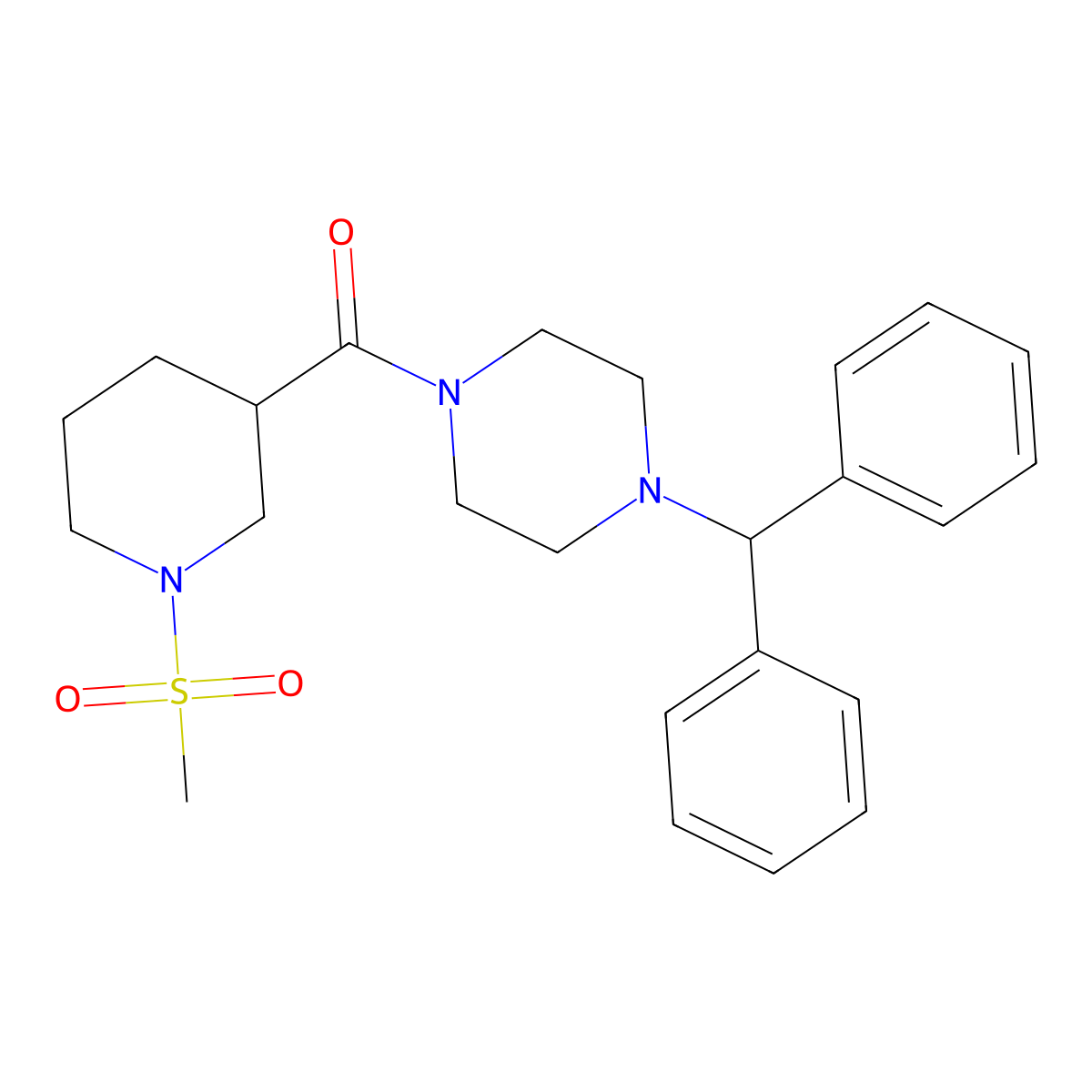 (4-Benzhydrylpiperazin-1-yl)-(1-methylsulfonylpiperidin-3-yl)methanone molecular structure, CAS 838904-60-2