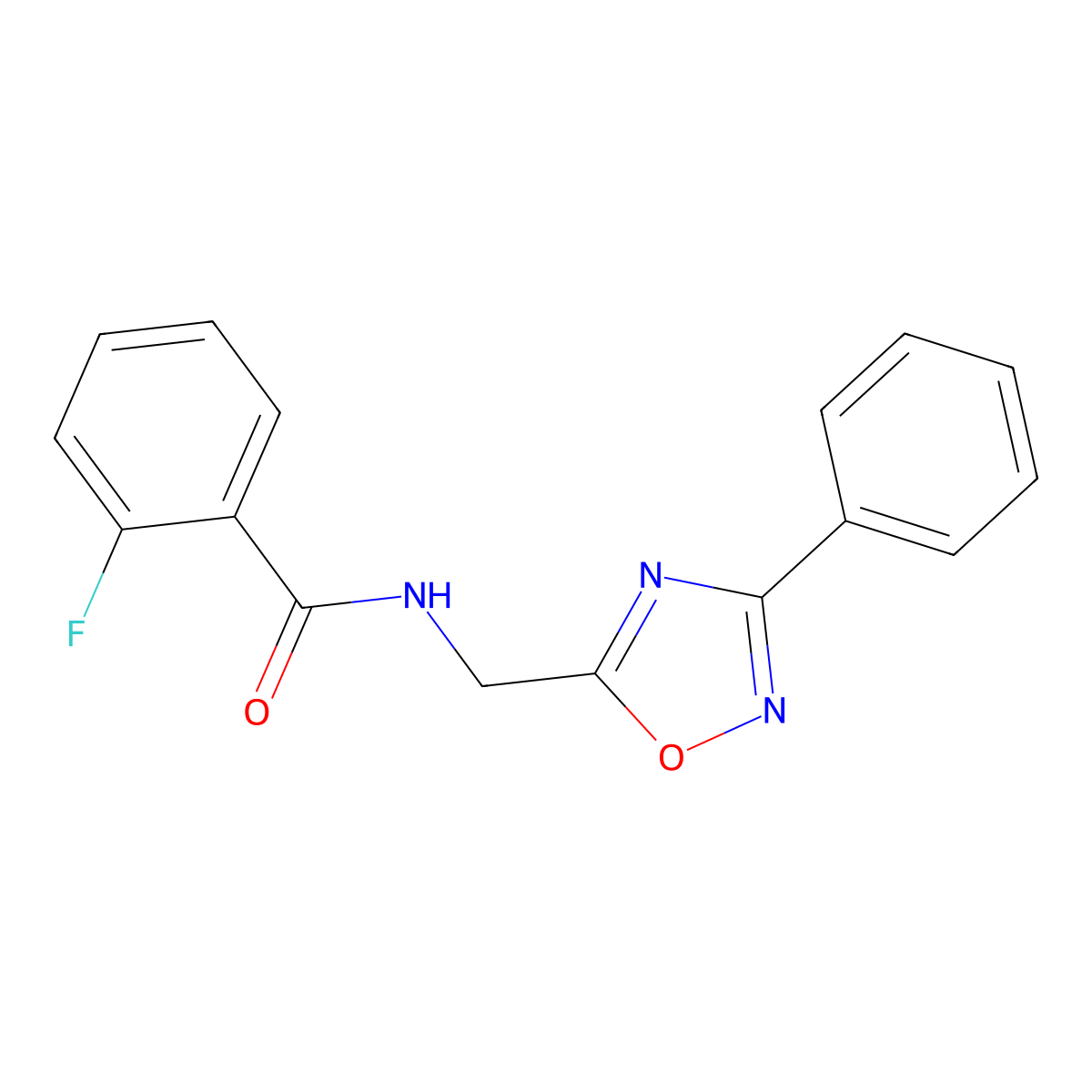 2-fluoro-N-[(3-phenyl-1,2,4-oxadiazol-5-yl)methyl]benzamide molecular structure, CAS 838904-64-6