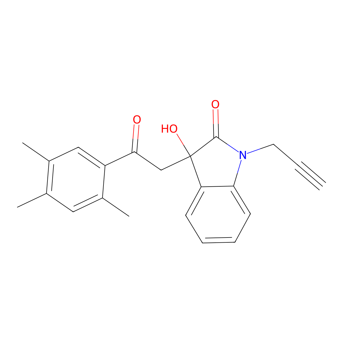 3-Hydroxy-3-[2-oxo-2-(2,4,5-trimethylphenyl)ethyl]-1-prop-2-ynylindol-2-one molecular structure, CAS 838904-66-8