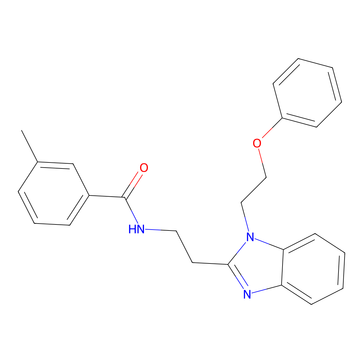 3-methyl-N-[2-[1-(2-phenoxyethyl)benzimidazol-2-yl]ethyl]benzamide molecular structure, CAS 838904-83-9