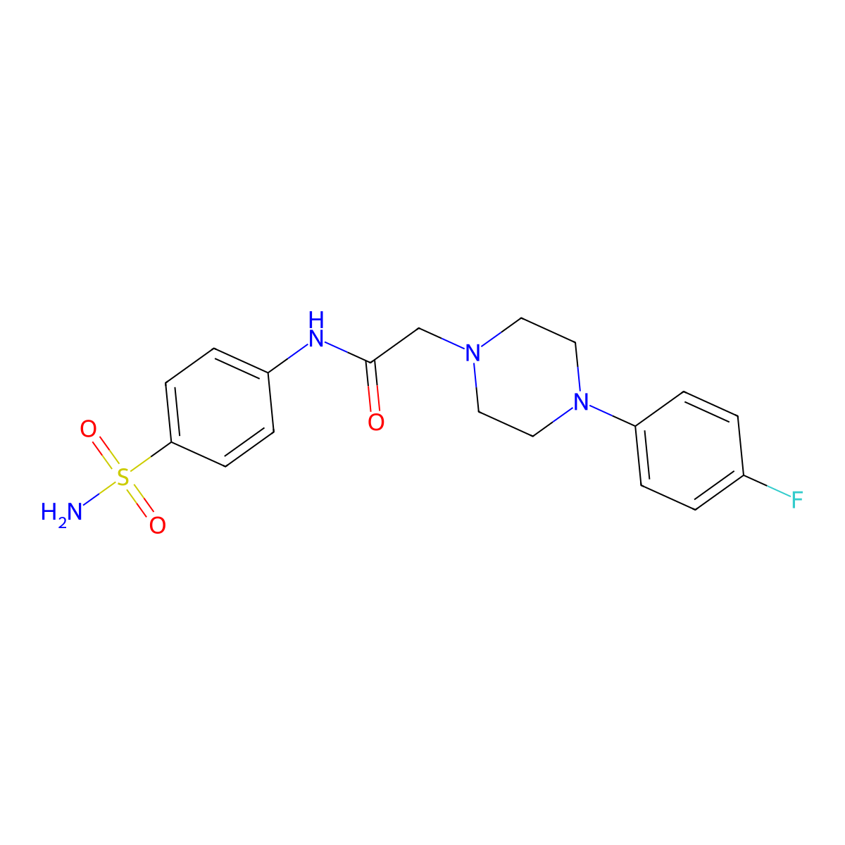 2-[4-(4-fluorophenyl)piperazin-1-yl]-N-(4-sulfamoylphenyl)acetamide molecular structure, CAS 838904-84-0