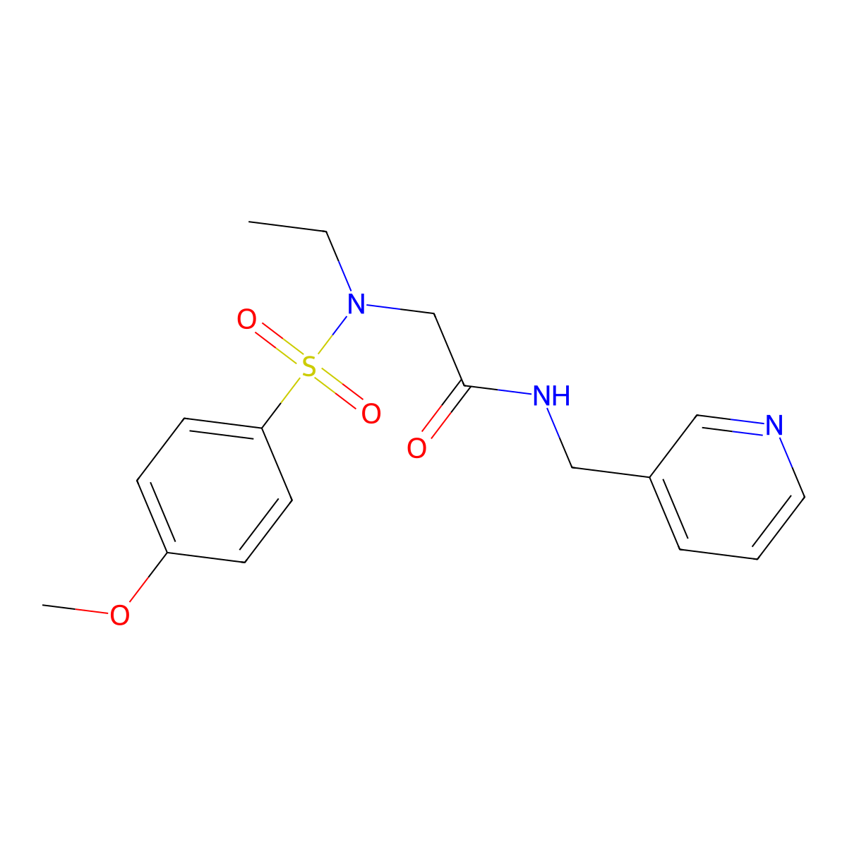 2-[ethyl-(4-methoxyphenyl)sulfonylamino]-N-(pyridin-3-ylmethyl)acetamide molecular structure, CAS 838904-97-5