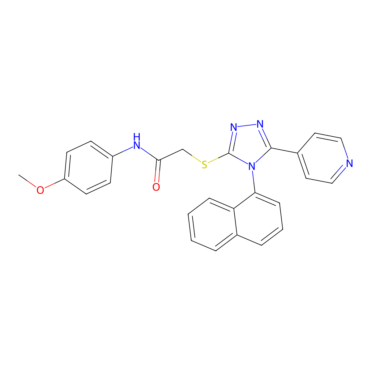 N-(4-methoxyphenyl)-2-[(4-naphthalen-1-yl-5-pyridin-4-yl-1,2,4-triazol-3-yl)sulfanyl]acetamide molecular structure, CAS 838905-16-1